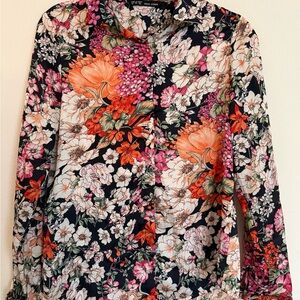 ASOS Floral Blouse - Black and Orange
